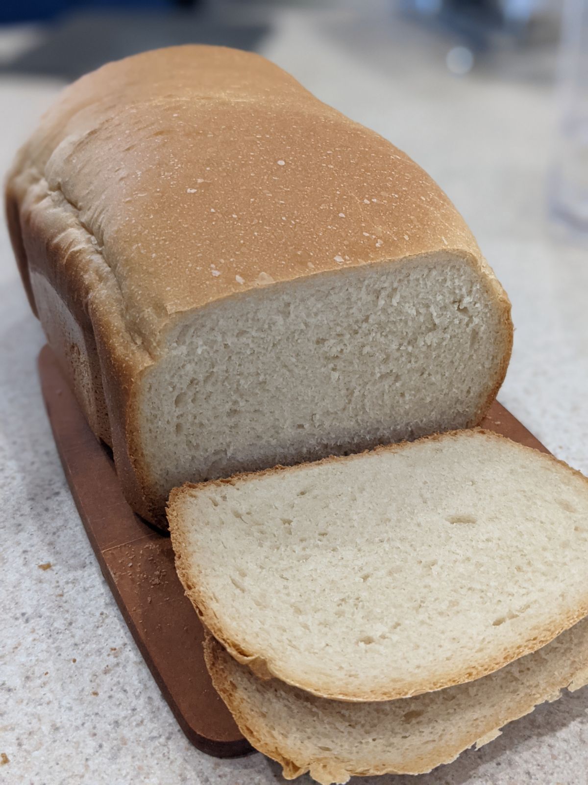 bread machine white bread loaf sliced