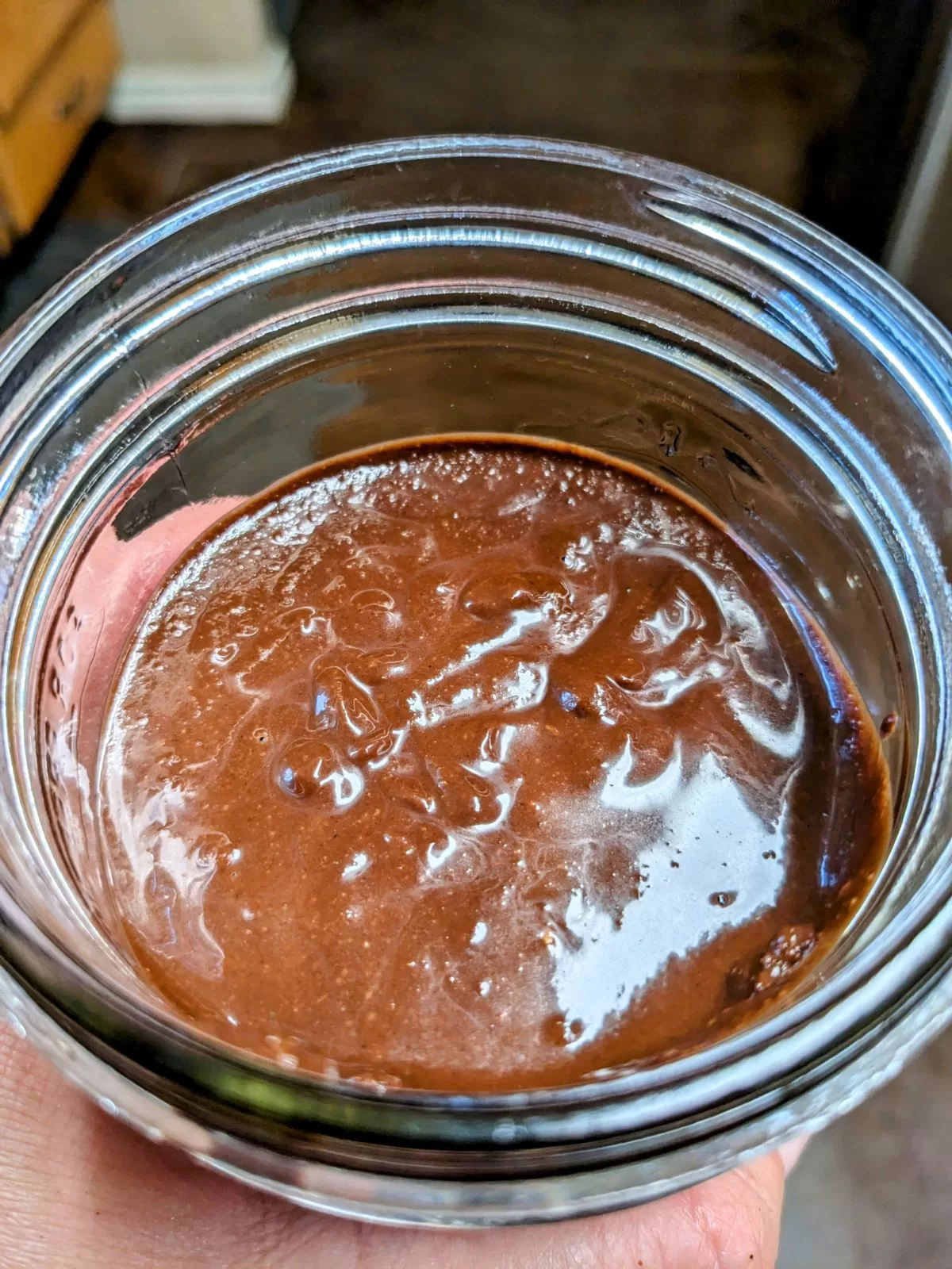 Homemade nutella in a mason jar